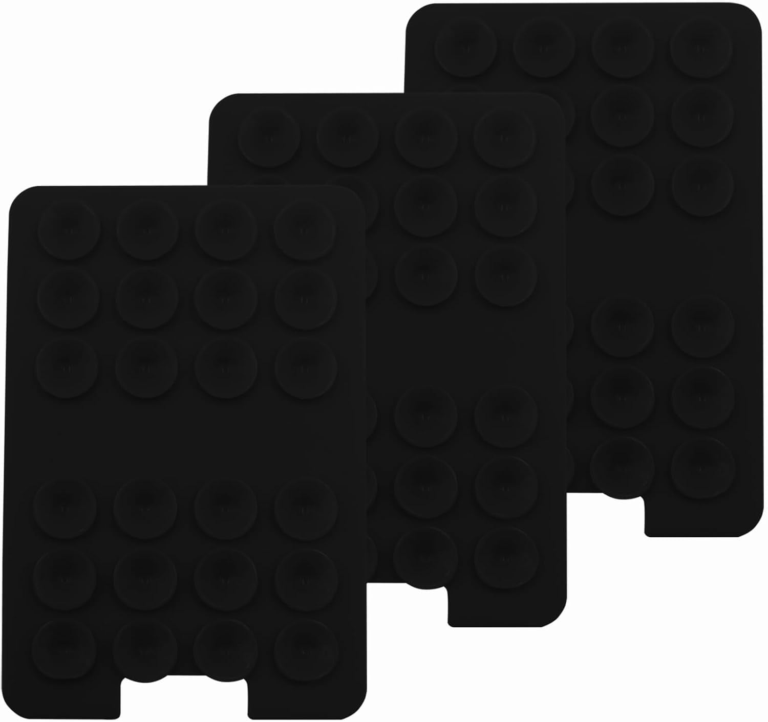 MKEUDQ-Silicone Suction Cup Phone Phone Wallet Card Holder Mount for Phone Case, Adhesive Cell Phone Holder Credit Business ID Cards Pocket on Back of iPhone Android Phones (Dark Black)