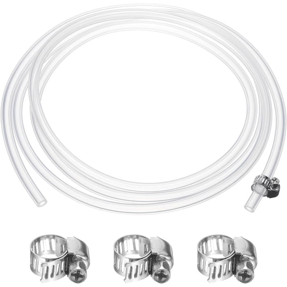 MKEUDQ-Silicone Tubing, 0.16" ID. 0.31" OD. 6.56 ft Length Transparent Tube with Clamps High-temperature Silicone Hose Tube for Water Oil Transfer, Clear