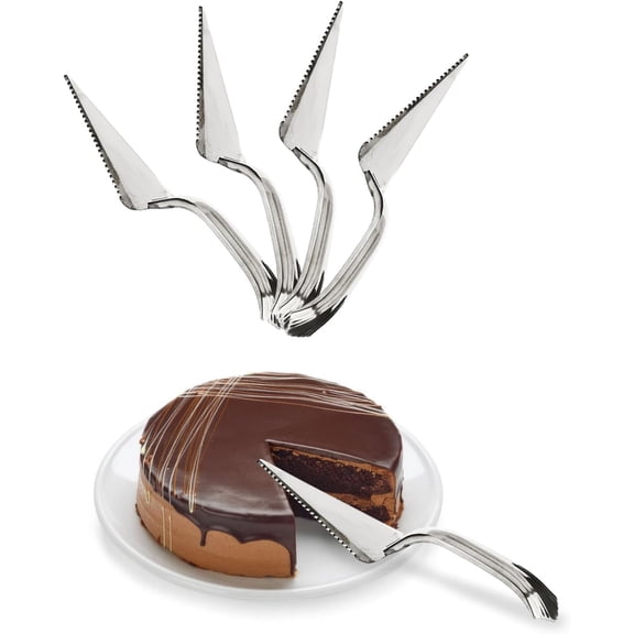 MKEUDQ-Silver Plastic Cake Cutter, 10 Inch Classic Disposable Cake Server for Weddings, Birthdays & Parties, BPA Free, Heavy-Duty Serving Utensil, 4 Pack