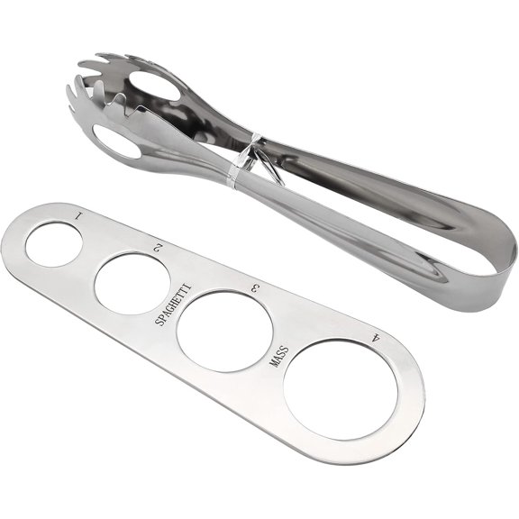 MKEUDQ-Spaghetti Server Set, Stainless Steel Food Tong and Spaghetti Measure Tool for Noodles Pasta Serving