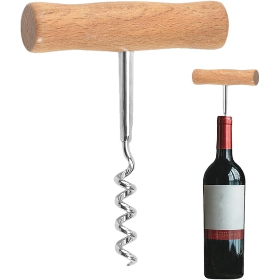 MKEUDQ-Stainless Steel T-Shape Manual Wine Opener | Professional Corkscrew | Easy Screw-in and Pull Cork Designed for Home and Outdoor Use Bar Tools and Drinkware Corkscrews and Openers Bar and Wine