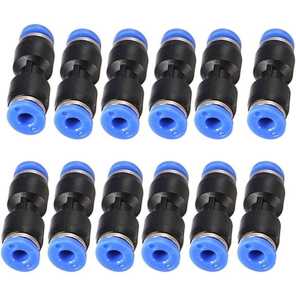 MKEUDQ-Straight Push Connectors,12 X Air Piping 4mm to 4mm Quick Release Pneumatic Connectors Air Line Fittings for 5/32 (2 Way)
