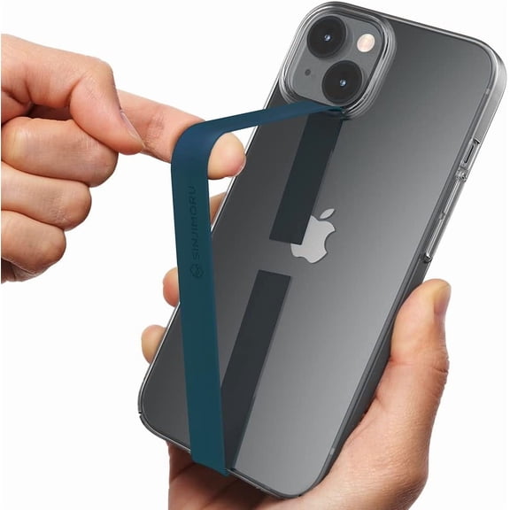 MKEUDQ-Stretchable Silicone Phone Strap, Flexible and Elastic Grip Holder for iPhone & Android, Secure Phone Loops Finger Grip with Wireless Charging Support Sinji Loop Blue