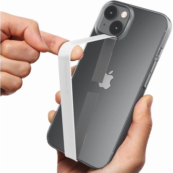 MKEUDQ-Stretchable Silicone Phone Strap, Flexible and Elastic Grip Holder for iPhone & Android, Secure Phone Loops Finger Grip with Wireless Charging Support Sinji Loop White