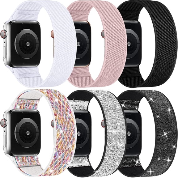 MKEUDQ-Stretchy Nylon Solo Loop Bands Compatible with Apple Watch 38mm 40mm 41mm 42mm 44mm 45mm 46mm 49mm Ultra 2 iWatch Series 11 10 9 8 7 SE 6 5 4 3 2 1 Strap,Sport Elastic Braided Women Men