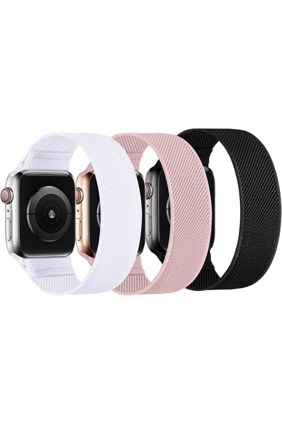 -Stretchy Nylon Solo Loop Bands Compatible with Apple Watch 38mm 40mm 41mm 42mm 44mm 45mm 46mm 49mm Ultra 2 iWatch Series 11 10 9 8 7 SE 6 5 4 3 2 1 Strap,Sport Elastic Braided Women Men