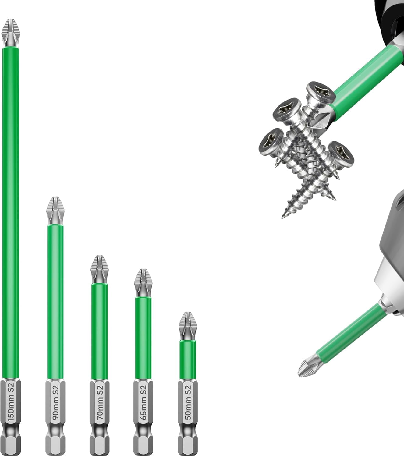 MKEUDQ-Strong Magnetic Durability Screwdriver Drill Bit Set, 2026 new Magnetic Drill Bit Set Anti-Shock Impact Driver Bit Set for Home DIY Professional Use (5, 50-150mm)