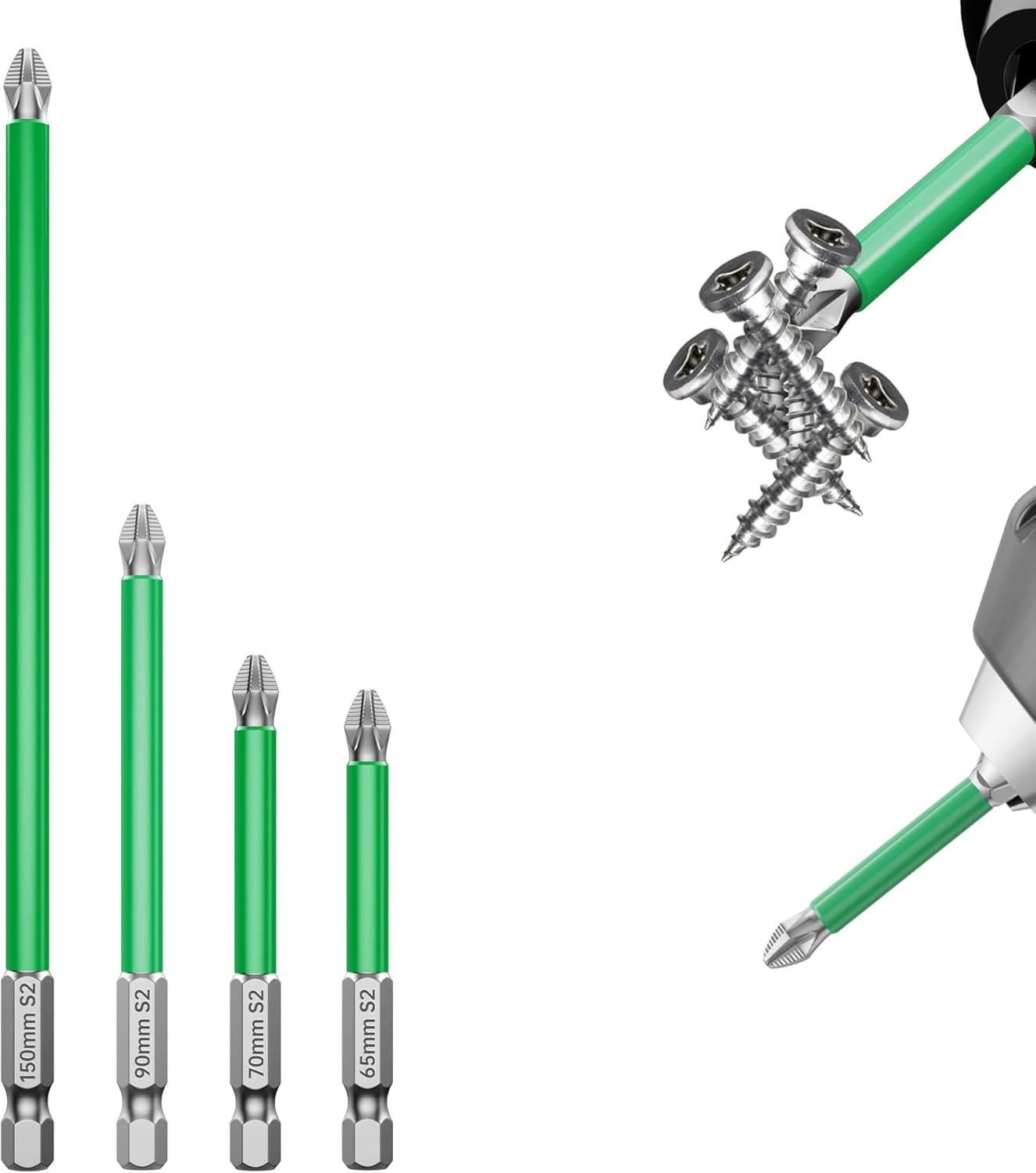 MKEUDQ-Strong Magnetic Durability Screwdriver Drill Bit Set, 2026 new Magnetic Drill Bit Set Anti-Shock Impact Driver Bit Set for Home DIY Professional Use (4, 65-150mm)
