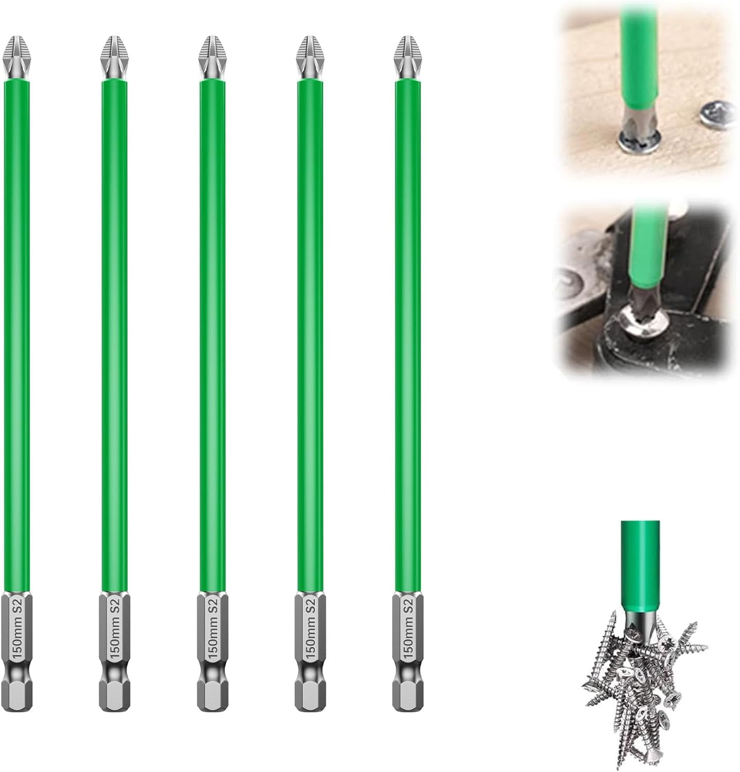 MKEUDQ-Strong Magnetic Durability Screwdriver Drill Bit Set, 2026 new Magnetic Drill Bit Set Anti-Shock Impact Driver Bit Set for Home DIY Professional Use (5, 150mm)