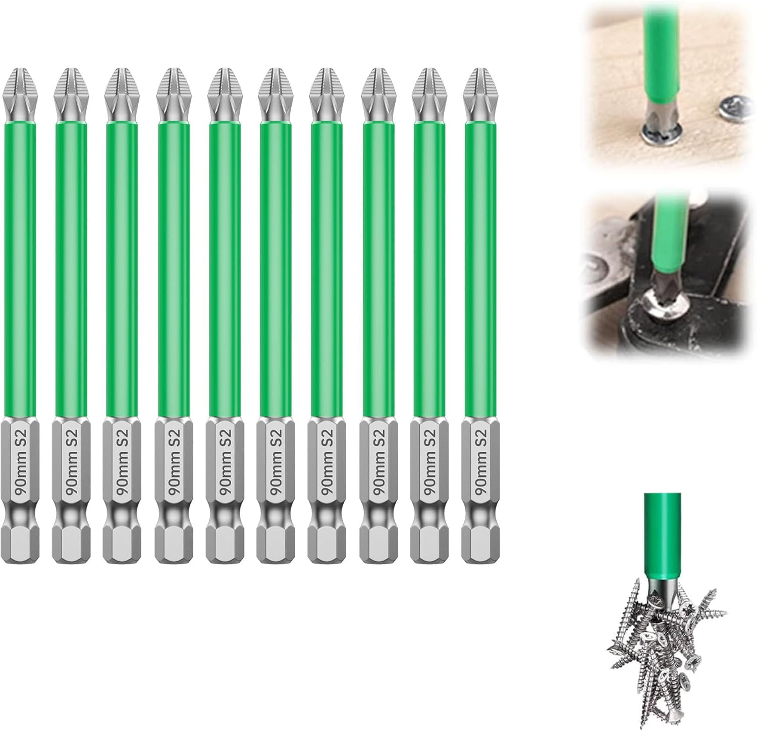 MKEUDQ-Strong Magnetic Durability Screwdriver Drill Bit Set, 2026 new Magnetic Drill Bit Set Anti-Shock Impact Driver Bit Set for Home DIY Professional Use (10, 90mm)