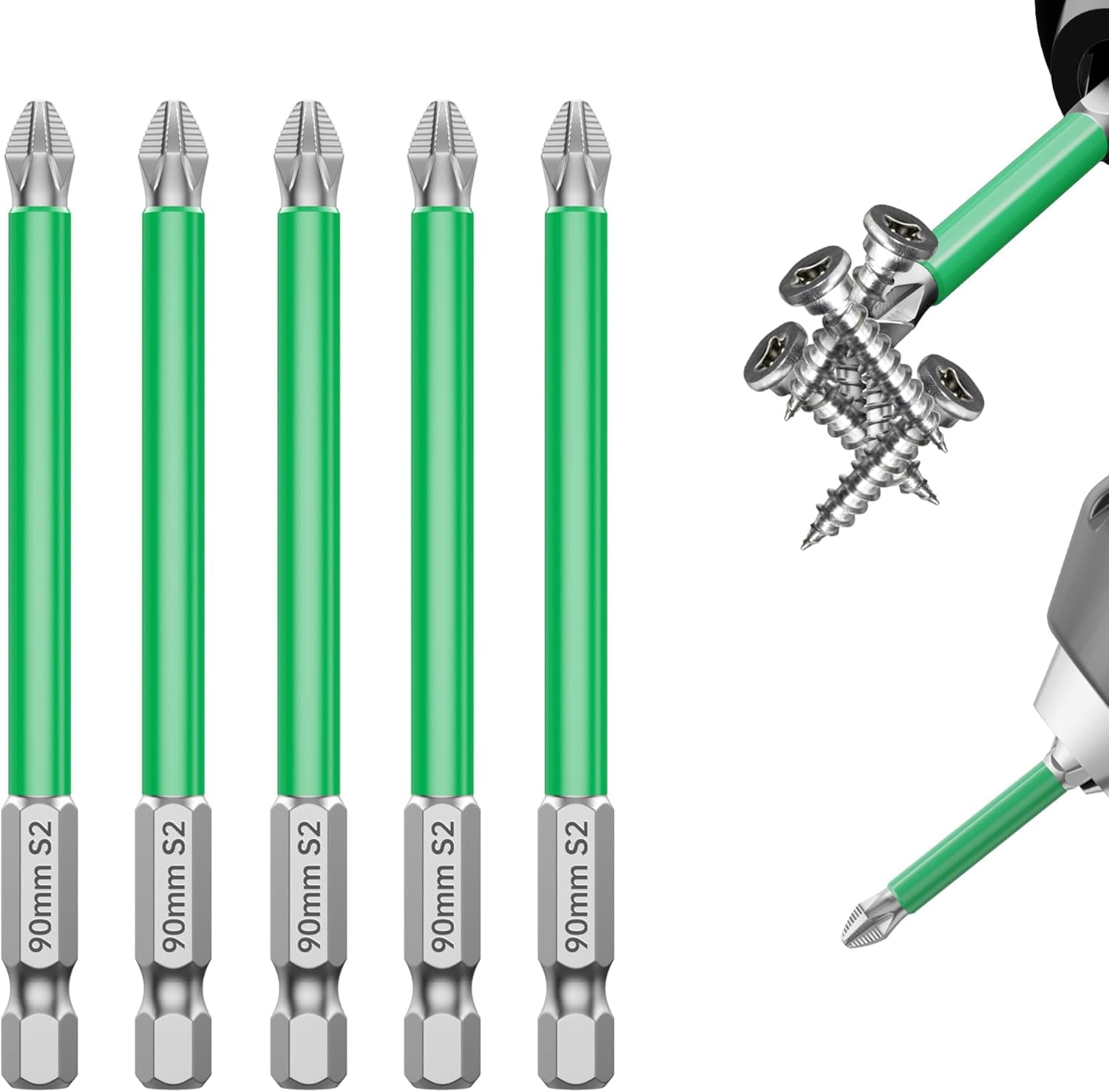 MKEUDQ-Strong Magnetic Durability Screwdriver Drill Bit Set, 2026 new Magnetic Drill Bit Set Anti-Shock Impact Driver Bit Set for Home DIY Professional Use (5, 90mm)
