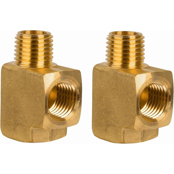 MKEUDQ-Tee 1/4" NPT Female 1/4" NPT Male 1/4" NPT Female, Brass Pipe Fitting, Barstock Street Tee 3 Way Adapter for Propane, Oil, Gas, Air Flow Systems, Corrosion Resistant, 1200 PSI Rated, 2 Pac