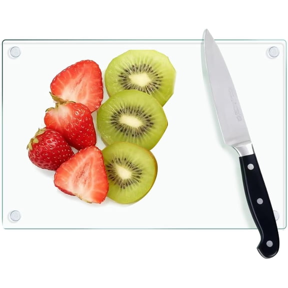 MKEUDQ-Tempered Glass Cutting Board for Kitchen Counter, 12x8 inch Clear Small Cutting Board with Non-Slip Feet for Countertop - Scratch Resistant,Long Lasting, Dishwasher Safe