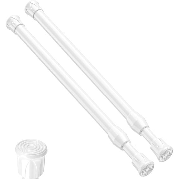 MKEUDQ-Tension Curtain Rod 17-28 inch Small Tension Rods White Adjustable Spring Tension Curtain Rods 2PCS Mini Curtain Rod Short for Cupboard Closet Rod Kitchen Drawers No Drill Cupboard Cabinets