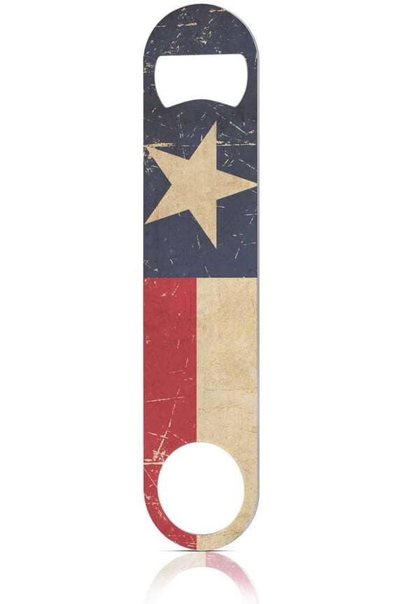 -Texan Flag Stainless Steel Bottle Opener Rusty Scratched Sepia Aged Grunge Texan Flag Flat Beer Bottle Opener Keychain for Home Kitchen Bar Restaurant Party Birthday Gift