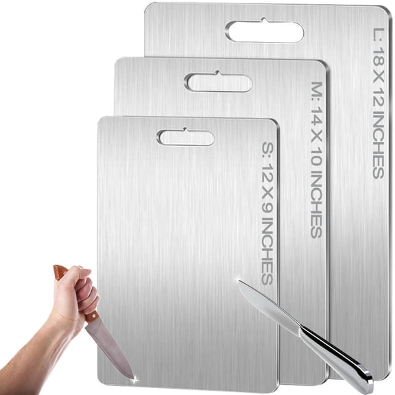 MKEUDQ-Titanium Cutting Board, Stainless Non Stick Chopping Board, Countertop Non Slip, Dishwasher Safe Ideal, Perfect for Various Cooking Tasks (1, 16 * 11 IN)