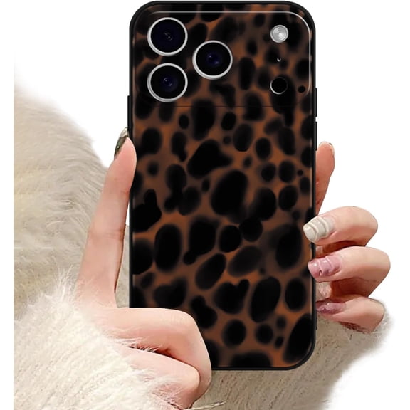 MKEUDQ-Tortoise Shell Retro Phone Case for iPhone 17 Pro Max 6.9",Aesthetic Black Leopard Classic Cool Cheetah Cover for Girl Men,Soft TPU Protective Slim Shockproof Cases for iPhone 17 Pro Max