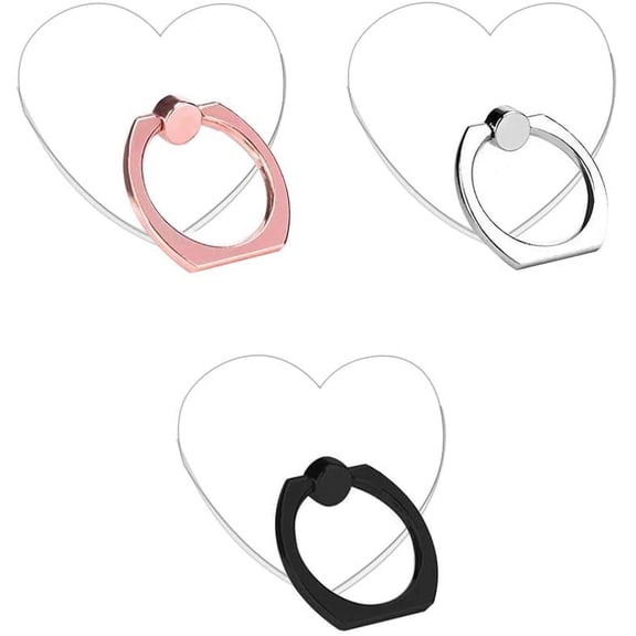 MKEUDQ-Transparent Heart Cell Phone Ring Holder Kickstand,360 Rotation Clear Heart Cell Phone Finger Ring Grip Stand for Phones,Pad
