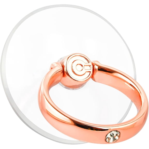 MKEUDQ-Transparent Phone Ring Stand Holder - Cell Phone Ring Holder Finger Grip 360 Degree Rotation (2 Solitaire: Rose Gold & White)