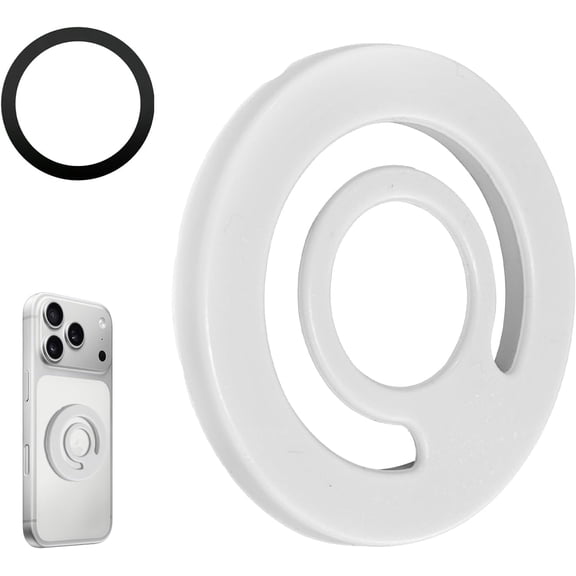 MKEUDQ-Ultra-Thin Double Side Magnetic Silicone Comfy Ring Grip Phone Holder with Enhanced Magnetic Ring for Phone Case,Compatible with All Smartphones Android, Samsung etc (White)