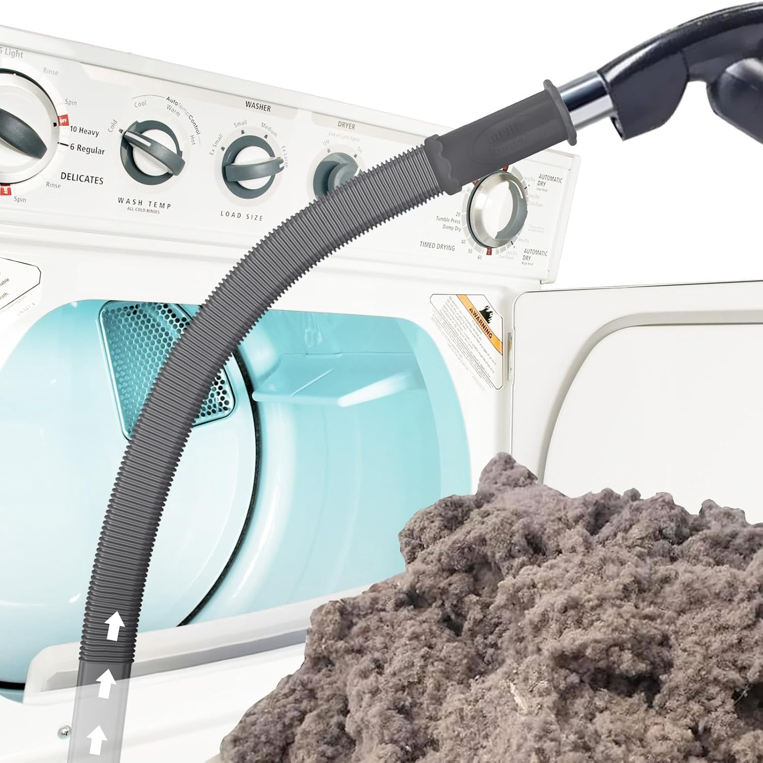 MKEUDQ-Upgrade Dryer Vent Cleaner Kit Vacuum Hose Attachment Compatible with Most Vacuum Cleaner, Quickly Lint Remover Cleaning Supplies, Deep Gray