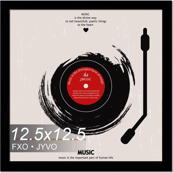 MKEUDQ-Vinyl Record Frame for the Wall Display Album Cover, Black 12.5 x 12.5 Frame for any 12 Inch LP Record with Cover - 1 Pack/Black