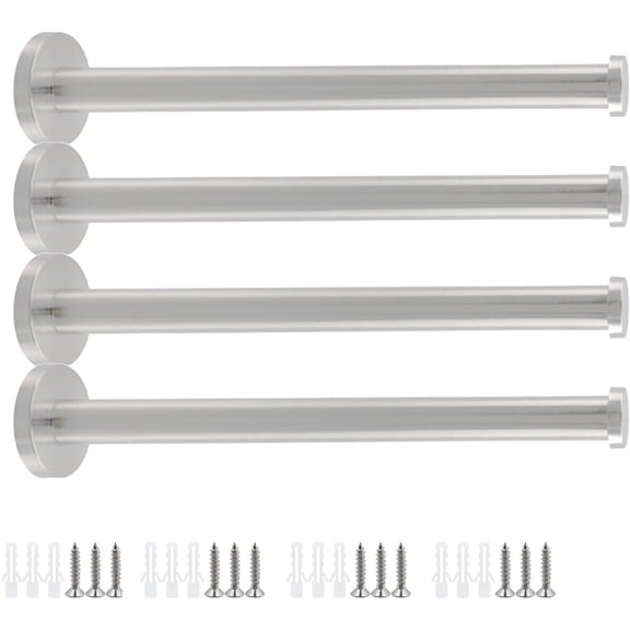 MKEUDQ-Wall Hooks Heavy Duty Coat Hooks Stainless Steel Clothes Hanger for Hanging Bathroom Towels Handbag Silver 8-inch Length with 16mm Shank Dia - Pack of 4