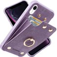 thumbnail image 1 of MKEUDQ-Wallet Case Compatible for iPhone XR/10R with Credit Card Holder,Leather Shockproof Protective Phone Cover Supports 360°Rotation Ring Stand and RFID Blocking for iPhone XR,iPhone 10R,Lavenders, 1 of 4
