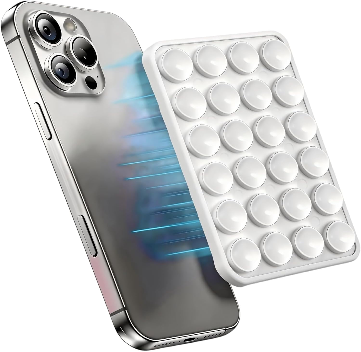 MKEUDQ-White OCTO BUDYY Silicone Suction Phone Case Mount, Silicon Adhesive Smartphones Stand Sticky, Hands-Free Phone Accessories Holder for Selfies and Videos Trending TikTok Items for iPhone