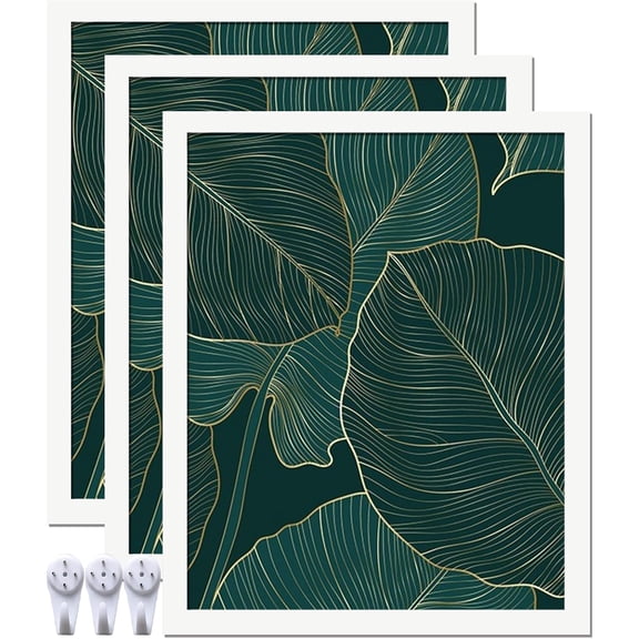 MKEUDQ-White Picture Frame Set of 3, 8x10 Picture Frame for Photo Poster Canvas Certificate Document Display Horizontally or Vertically High Transparent Wall Gallery(Size 8 x 10 inches)