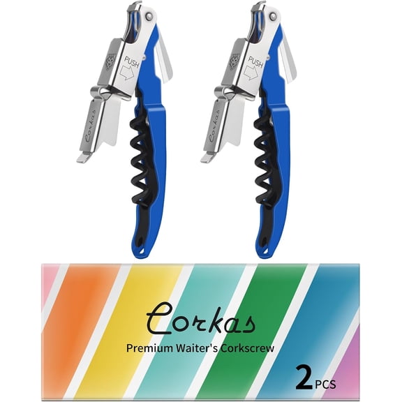 MKEUDQ-Wine Key - 2Pack Handcrafted Professional Waiters Corkscrew, Compact Heavy Duty Wine Opener with Double Hinged, Foil Cutter and Bottle Opener, Birthday Gifts for Severs, Sommelier, Bartenders