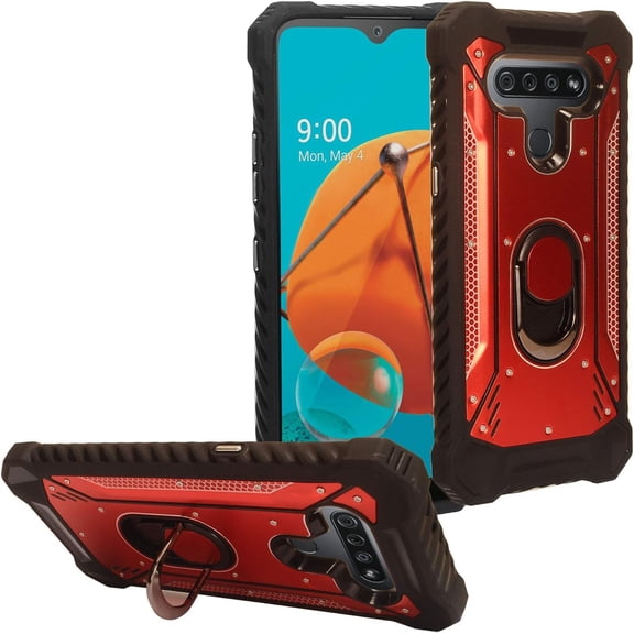 MKEUDQ-for LG K51, LG Reflect (LM-K500) - Aluminum Metal Hybrid Phone Case w/Stand - ZY0 Red