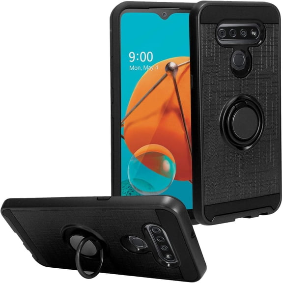 MKEUDQ-for LG K51, LG Reflect (LM-K500) - Hybrid Phone Case w/Ring Stand - RS2 Black