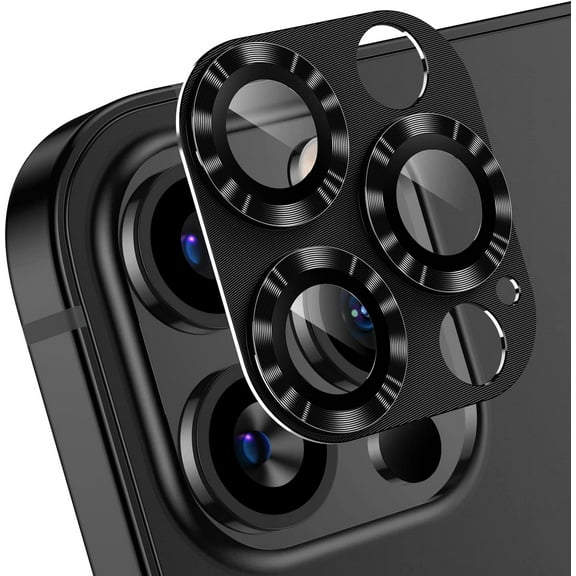 MKEUDQ-for iPhone 12 Pro Max Camera Lens ProtectorMetal Tempered Glass Camera Cover Film, Rear Lens Protector Case Friendly for iPhone 12 Pro Max - Black