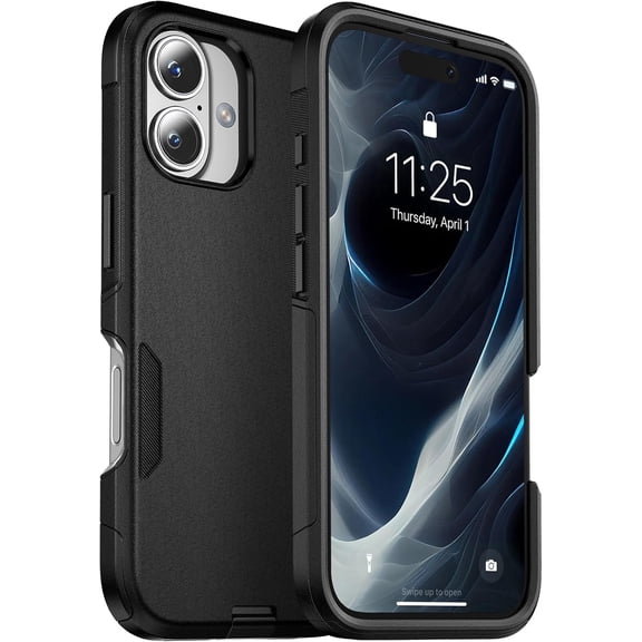 MKEUDQ-for iPhone 16 Case [Heavy Duty Protection][Compatible with MagSafe][Military Grade Drop Protection][Shockproof] with Non-Slip Removable Phone Cover 6.1''-Black