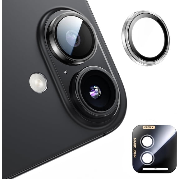 MKEUDQ-for iPhone 17 Camera Lens Protector [Alignment Kit&1:1 Invisible Fit] 9H Aerospace Tempered Glass, Ultra HD, Metal Individual RingCase Friendly, Set of 2,Clear