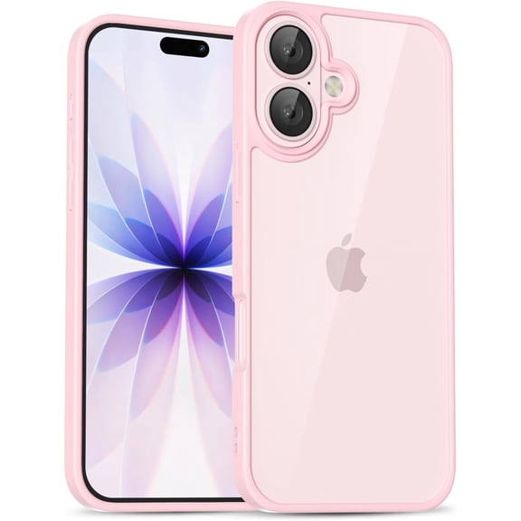 MKEUDQ-for iPhone 17 Case Clear, Cute Transparent 17 Phone Case Hard Shell & Soft Silicone Bumper & Clear Back, Acrylic Plastic TPU Non Yellowing Phone Cover for Women, Light Pink