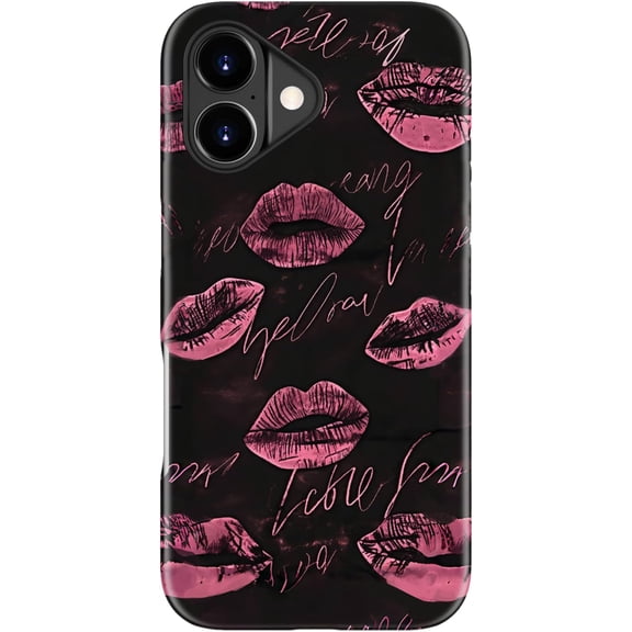 MKEUDQ-for iPhone 17 Case - Wireless Charging Compatible - Dual-Layer Hard Shell + Silicone Cover - Shockproof Protective Phone Case with Stylish Designs for Women - Sexy Pink Lips