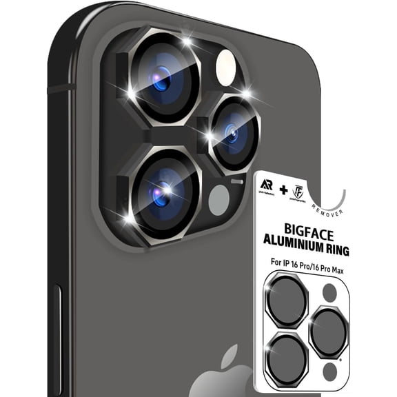 MKEUDQ-for iPhone 17 Pro Max/17 Pro/16 Pro Max/16 Pro/15 Pro Max/15 Pro/14 Pro Max/14 Pro [Octagon] Camera Lens Protector - 9H Tempered Glass & Metal Camera Cover, HD View w/Night Shoot(Black)