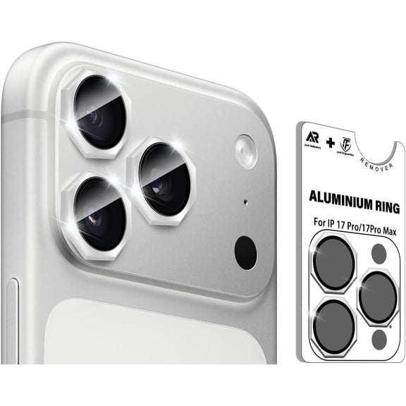 MKEUDQ-for iPhone 17 Pro Max/17 Pro/16 Pro Max/16 Pro/15 Pro Max/15 Pro/14 Pro Max/14 Pro [Octagon] Camera Lens Protector - 9H Tempered Glass & Metal Camera Cover, HD View w/Night Shoot(Silvery)