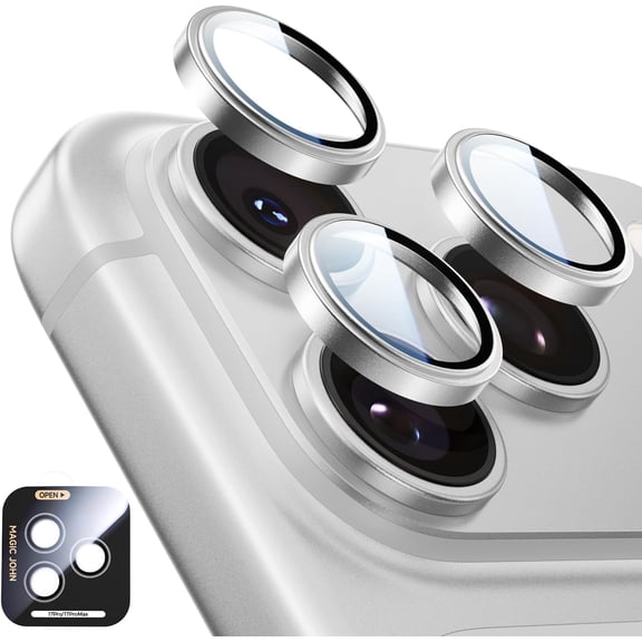 MKEUDQ-for iPhone 17 Pro Max/17 Pro Camera Lens Protector [Alignment Kit&1:1 Invisible Fit] 9H Aerospace Tempered Glass, Ultra HD, Metal Individual RingCase Friendly, Set of 2,Sliver