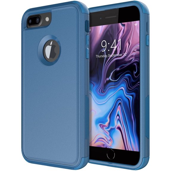 MKEUDQ-for iPhone 8 Plus & 7 Plus Case - Shockproof, Dropproof, Dust-Proof Heavy Duty Protection - Blue
