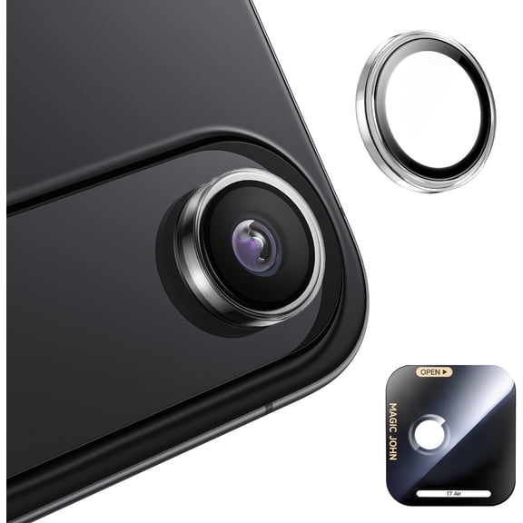 MKEUDQ-for iPhone Air Camera Lens Protector [Alignment Kit&1:1 Invisible Fit] 9H Aerospace Tempered Glass, Ultra HD, Metal Individual RingCase Friendly, Set of 2,Clear