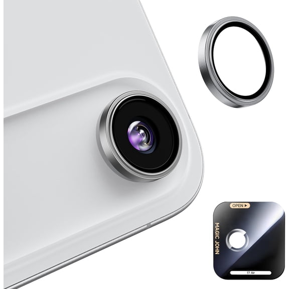 MKEUDQ-for iPhone Air Camera Lens Protector [Alignment Kit&1:1 Invisible Fit] 9H Aerospace Tempered Glass, Ultra HD, Metal Individual Ring,Set of 2,Sliver