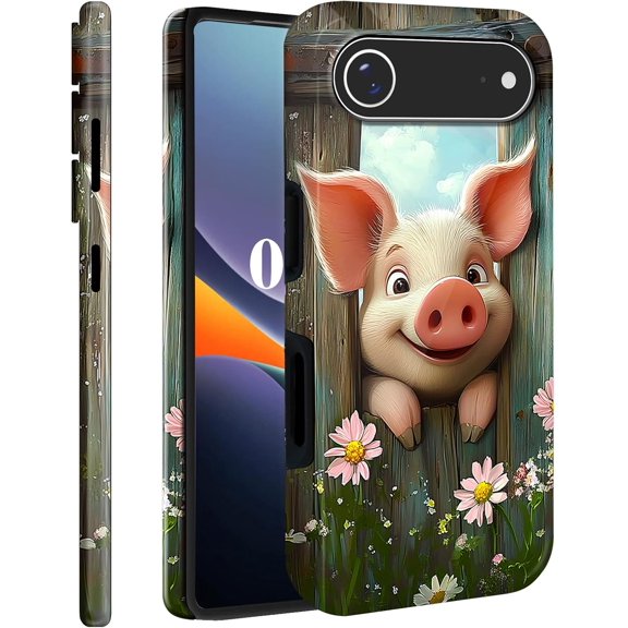MKEUDQ-for iPhone Air Case, Dual Layer Hard PC + Soft TPU Heavy Duty 2 in 1 Shockproof Protective Phone Case for iPhone 17 Air 6.5"(2025) - Cute Pig