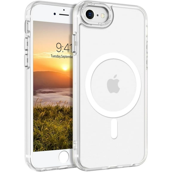 MKEUDQ-for iPhone SE 2022/2020 Case, Magnetic Phone Case for iPhone 7/8, Compatible with MagSafe Translucent Matte Skin Feeling Shockproof Phone Case iPhone SE 3rd/2nd 4.7'' for Men Women Gifts, Whit