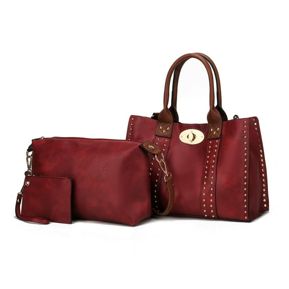 MKF Collection 3 Pieces Elissa Satchel Handbag, Pouch and Coin Purse by Mia K