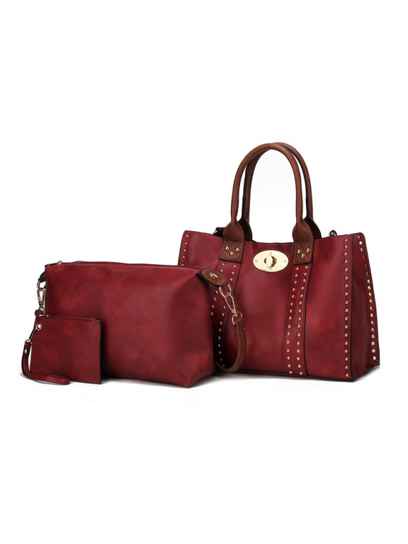3 Pieces Elissa Satchel Handbag, Pouch and Coin Purse by Mia K