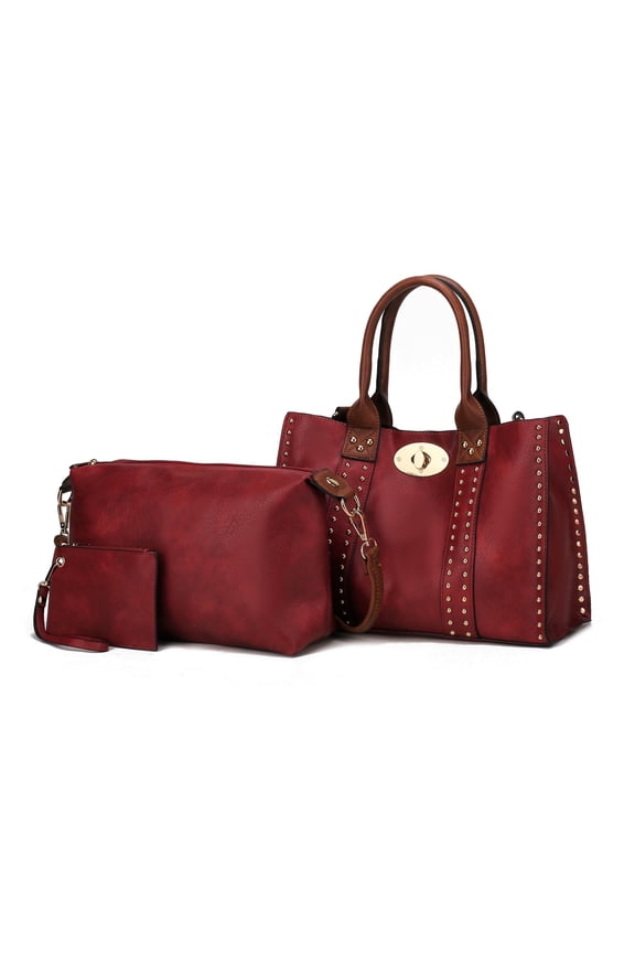 3 Pieces Elissa Satchel Handbag, Pouch and Coin Purse by Mia K