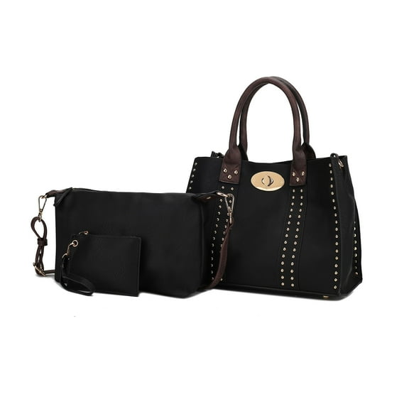 MKF Collection 3 Pieces Elissa Satchel Handbag, Pouch and Coin Purse by Mia K